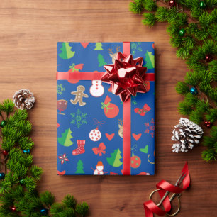 Papel de embrulho de Natal com personagens de Nata