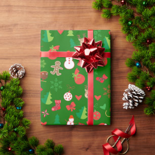 Papel de embrulho de Natal com personagens de Nata