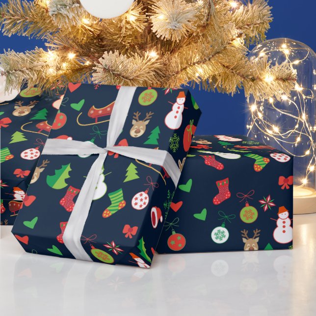 Papel de embrulho de Natal com personagens de Nata (Feriados)