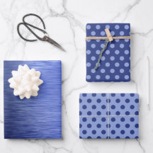 Papel de embrulho de Natal com pontos azuis metáli