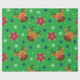 Papel de embrulho de Natal com Rena e Floco de Nev