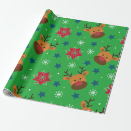 Papel de embrulho de Natal com Rena e Floco de Nev