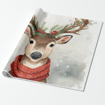 Papel de embrulho de Natal com renas fofas