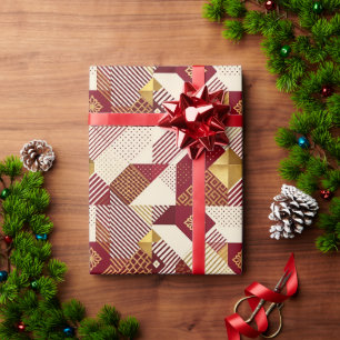 Papel de embrulho de Natal com retalhos Vermelho e