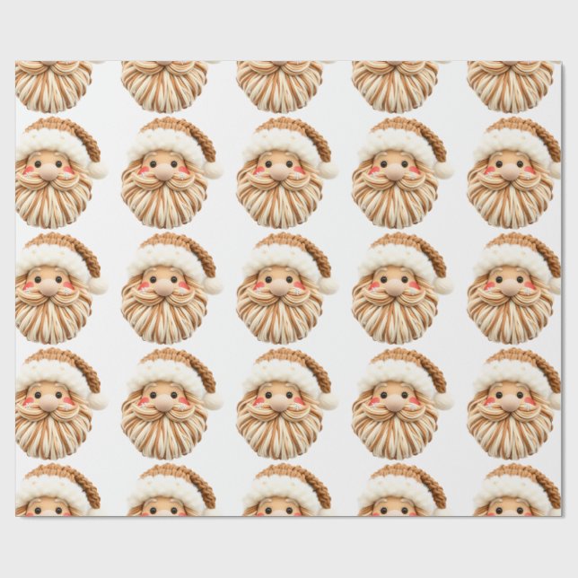 Papel de embrulho de Natal com rosto de Papai Noel (Aberto)
