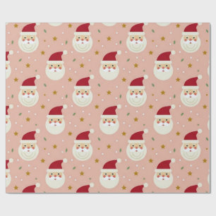 Papel de embrulho de Natal com rosto de Papai Noel