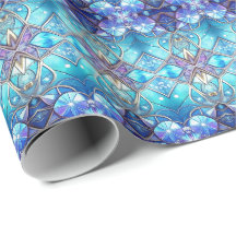 Papel de embrulho de Natal com vitral ornamentado