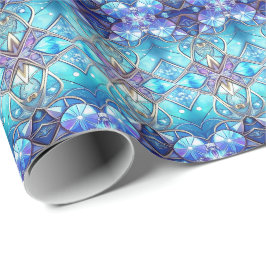 Papel de embrulho de Natal com vitral ornamentado