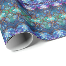 Papel de embrulho de Natal com vitral ornamentado