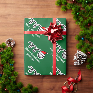 Papel de embrulho de Natal com vôlei de Santa hat