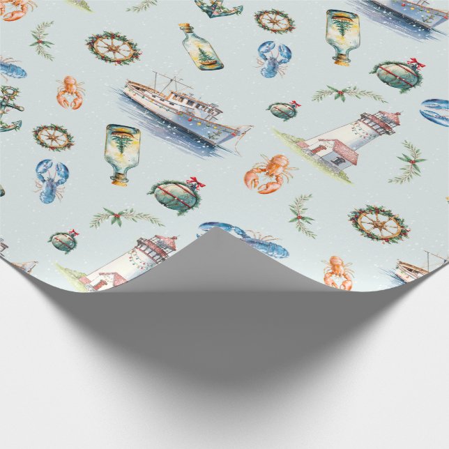 Papel de embrulho de Natal costeiro alegre (Ponta)