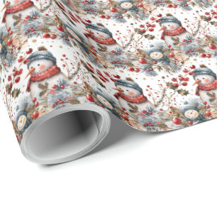 Papel de embrulho de Natal country homem de neve f