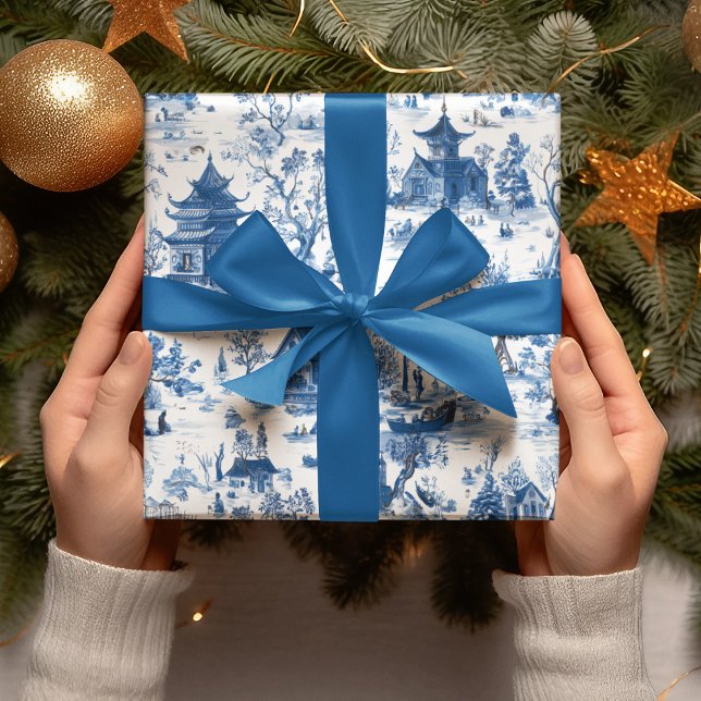 Papel de embrulho de Natal da Aldeia Blue Chinoise (Criador carregado)