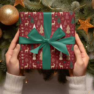 Papel de embrulho de Natal da floresta caprichosa