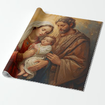 Papel de embrulho de Natal da Sagrada Família para