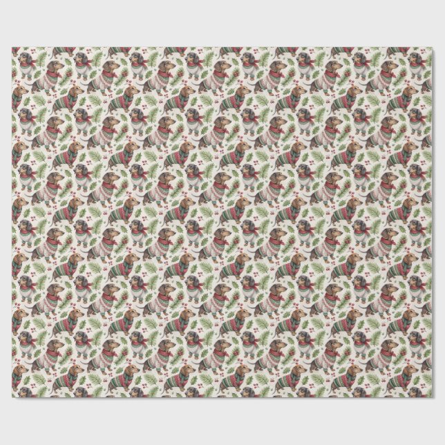 Papel de embrulho de Natal Dachshund (Aberto)