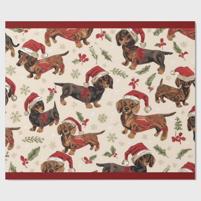 Papel de embrulho de natal Dachshund (Aberto)