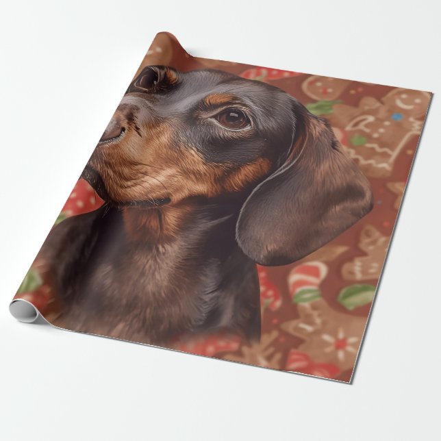 Papel de embrulho de natal Dachshund (Desenrolado)