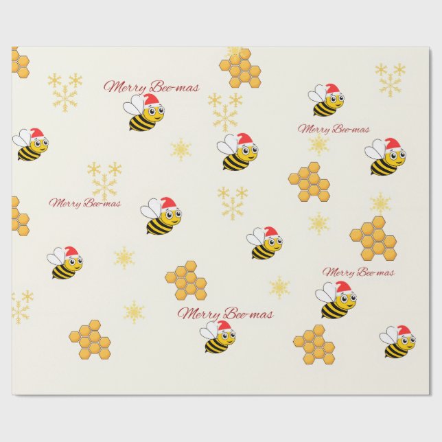 Papel de embrulho de Natal de Abelha Rústica (Aberto)