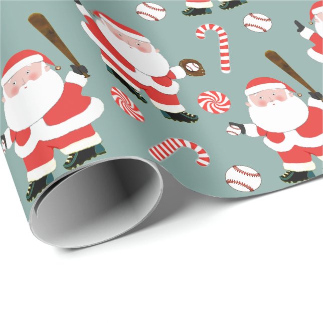 Papel de embrulho de Natal de beisebol (Ponta do rolo)