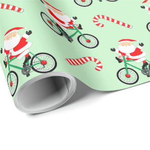 Papel de embrulho de Natal de bicicleta de férias