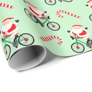 Papel de embrulho de Natal de bicicleta de férias