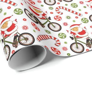 Papel de embrulho de Natal de bicicleta de passeio