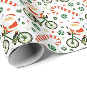 Papel de embrulho de Natal de bicicleta de passeio