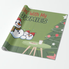 Papel de embrulho de Natal de boneco de neve | Pre
