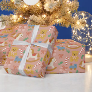 Papel de embrulho de Natal de brinquedos vintage a