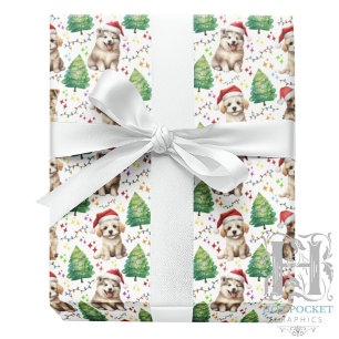 Papel de embrulho de Natal de cachorro