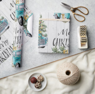Papel de embrulho de Natal de camião Rustic Farmho