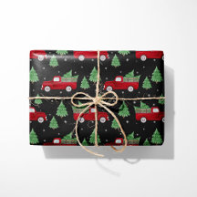 Papel de embrulho de Natal de caminhão vermelho rú