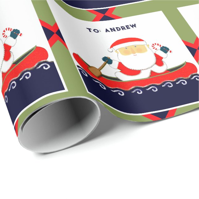 Papel de embrulho de Natal de canoa de acampamento (Ponta do rolo)