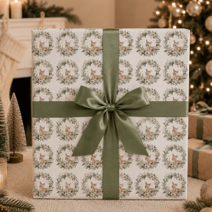 Papel de embrulho de Natal de cervo da floresta fo