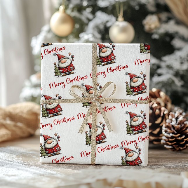 Papel de embrulho de Natal de desenho animado do P (Funny Quirky Santa Cartoon Christmas Wrapping Paper)
