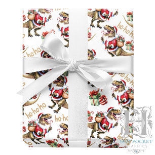 Papel de embrulho de Natal de dinossauro em branco