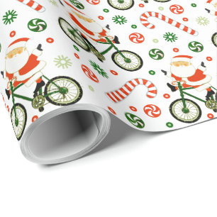 Papel de embrulho de Natal de férias de ciclismo