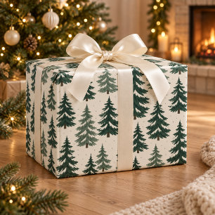 Papel de embrulho de Natal de floresta perene
