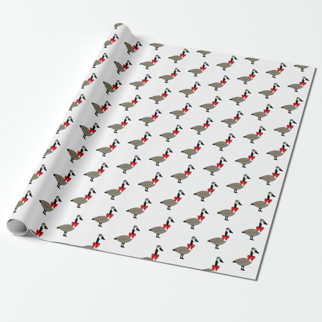 Papel de embrulho de Natal de Gansos Canadenses (Desenrolado)