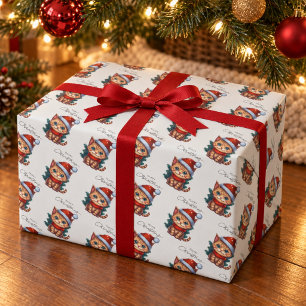 Papel de embrulho de Natal de gatinho fofo