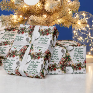 Papel de embrulho de Natal de golfe