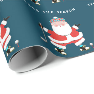 Papel de embrulho de Natal de golfe