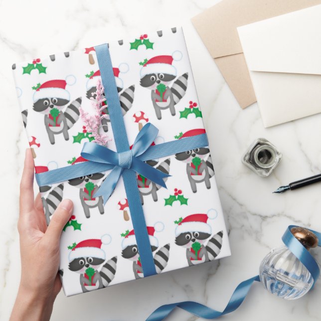 Papel de embrulho de Natal de guaxinim (Presentear)