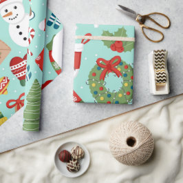 Papel de embrulho de Natal de Homem de Neve de Fér