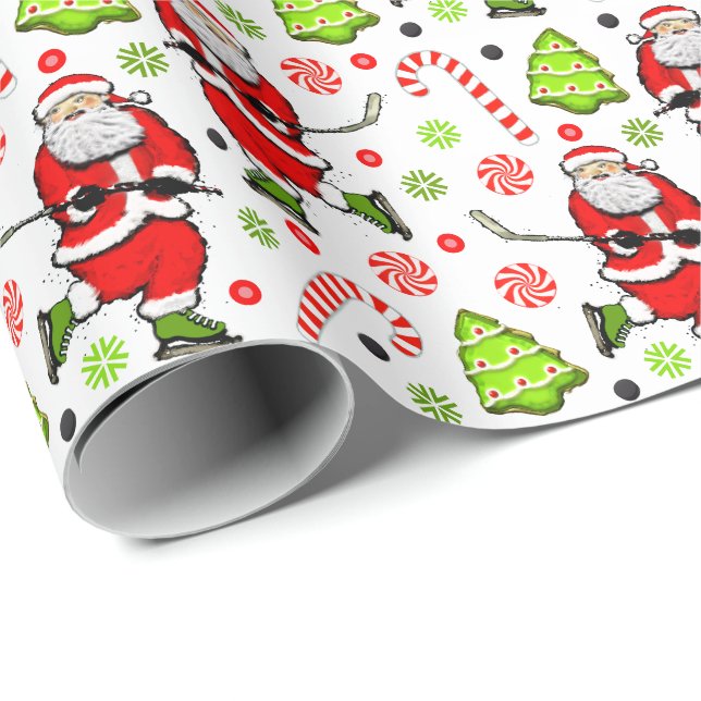 Papel de embrulho de Natal de hóquei (Ponta do rolo)