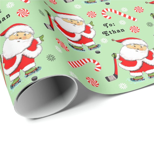 Papel de embrulho de Natal de hóquei (Ponta do rolo)