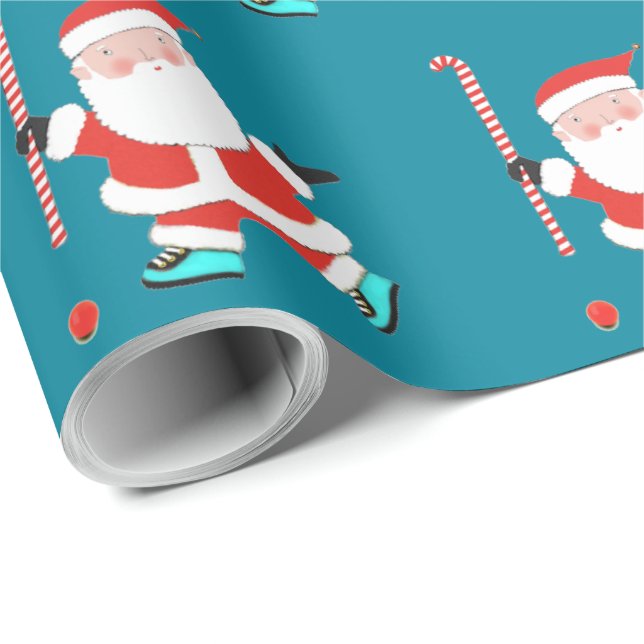 Papel de embrulho de Natal de hóquei em campo (Ponta do rolo)