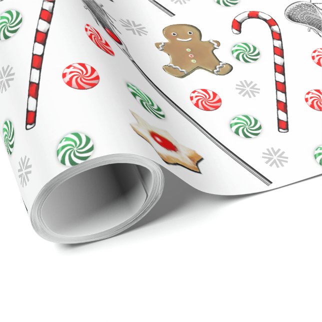 Papel de embrulho de Natal de Lacrosse (Ponta do rolo)