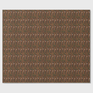 Papel de embrulho de Natal de madeira rústica e qu
